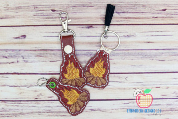 Camping Campfire in the Hoop Keyfob