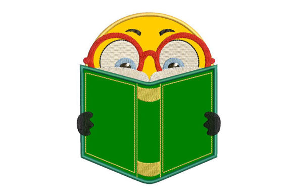 Cute Reading Emoticon Applique